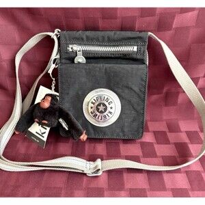 KIPLING  New Eldorado Crossbody Bag Adjustable Silver Strap Black K1A787 MSRP$69